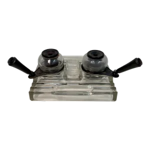 Antique Art Deco Sengbusch Self Closing Ink Stand # 321 With Bakelite Fountain Pen Holders- Made in Usa