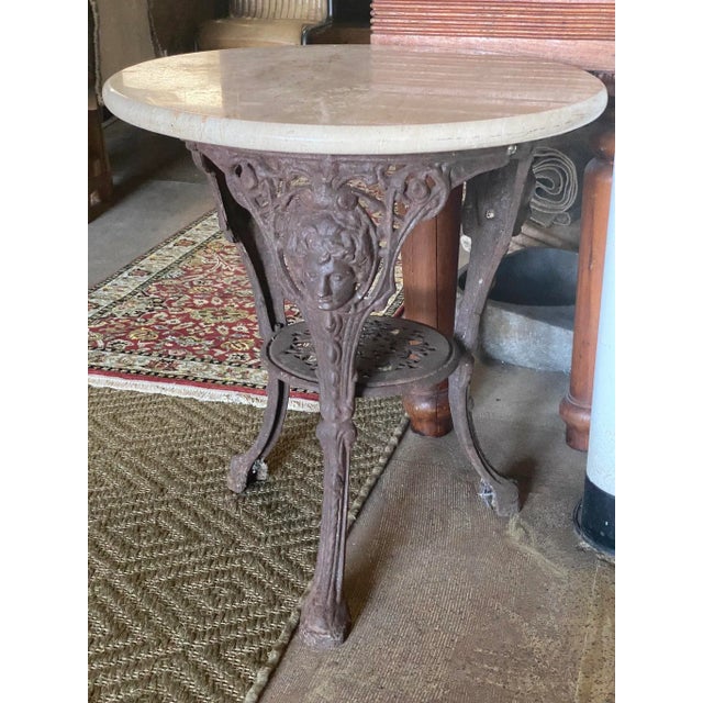 Early 1900s Antique English Pub Table W Stone Top For Sale - Image 12 of 13