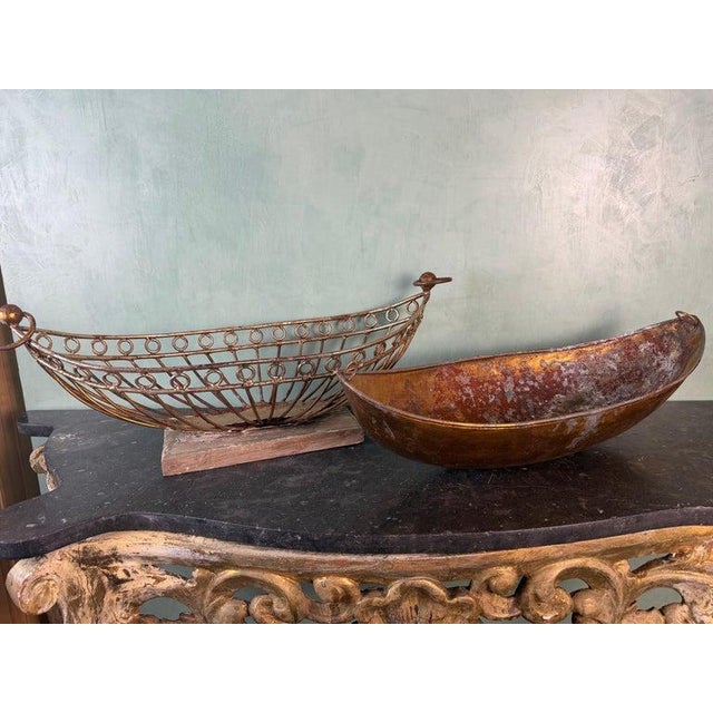 Vintage Wrought Iron and Copper Decorative Centerpiece Bowl / Jardinière For Sale - Image 11 of 13