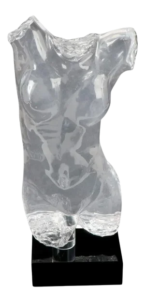 Mid-Century Modern FemaleTorso Sculpture in Solid Lucite