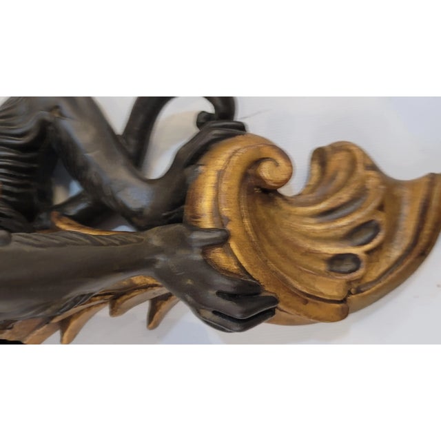 1980s Baroque Carved Wood Pair Maitland Smith Monkey Shelfs With a Banana For Sale - Image 5 of 9