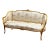 French Louis XV Style Sofa – White Damask Upholstery With Hand-Applied Gold Leaf Frame For Sale