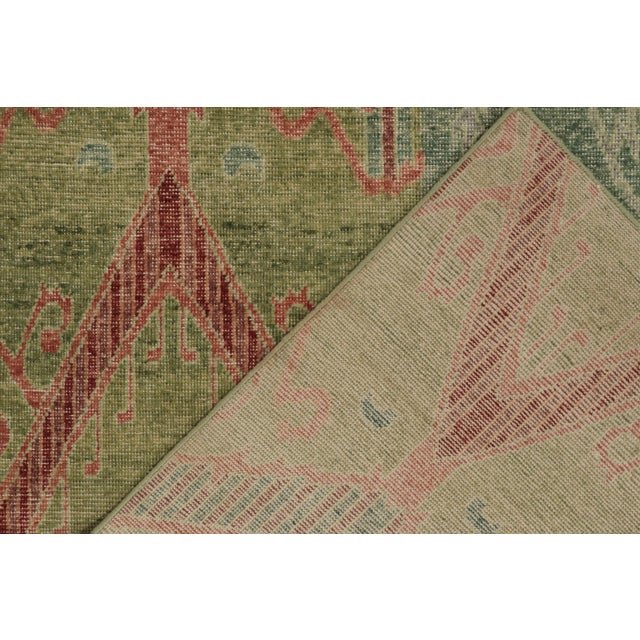 Rug & Kilim’s Distressed Style Rug in Green, Blue and Red Ikats Pattern For Sale In New York - Image 6 of 6