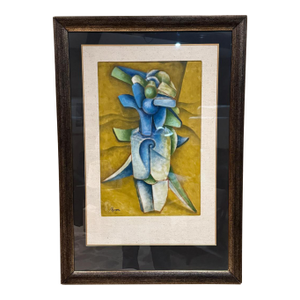 1980s Byron Gálvez Abstract Art Blue Pastel Mexico