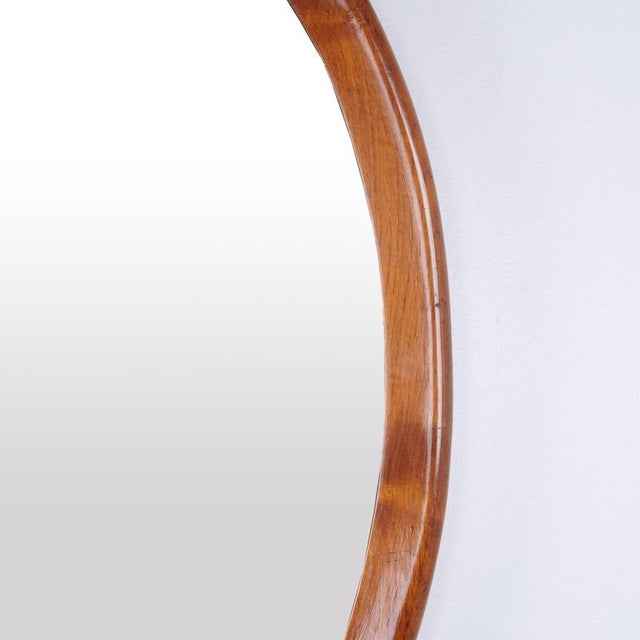 Oval Mirror with Walnut Frame, 1940s For Sale - Image 4 of 6