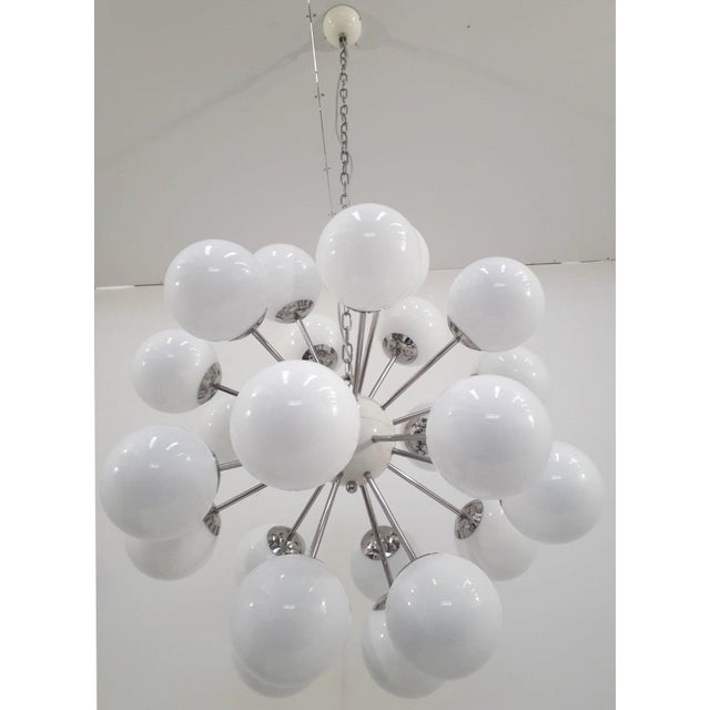 Italian 21st Century Nova Polished Nickel Glossy White Murano Sputnik Chandelier by Fabio LTD For Sale - Image 3 of 4