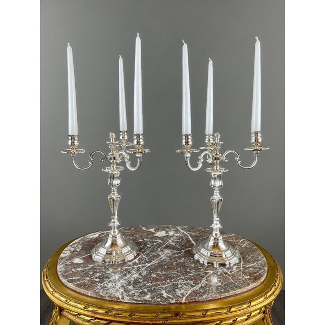 20th Century Louis XV Silver-Plated Metal Candelabra, Set of 2 For Sale - Image 12 of 12