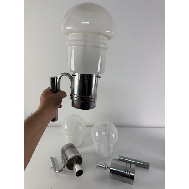 Mid-Century Modern Murano Glass and Metal Wall Lamps, 1960s, Set of 2 For Sale - Image 6 of 17