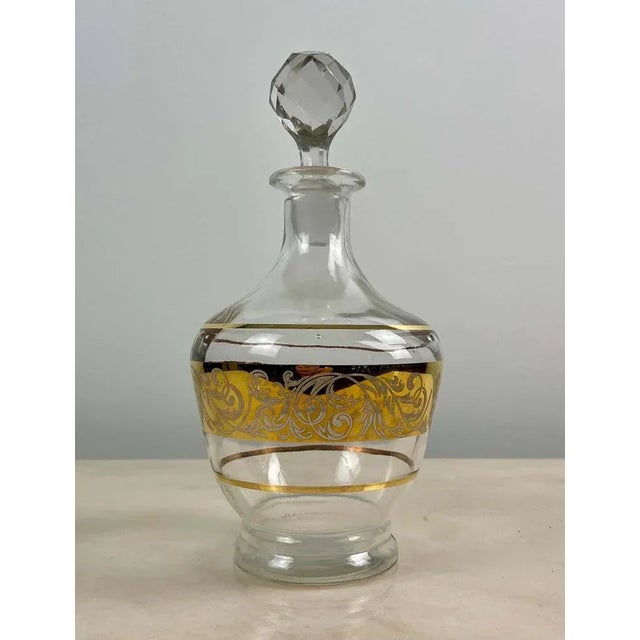 Vintage Glass Carafe with Golden Decoration, 1950 For Sale - Image 4 of 11