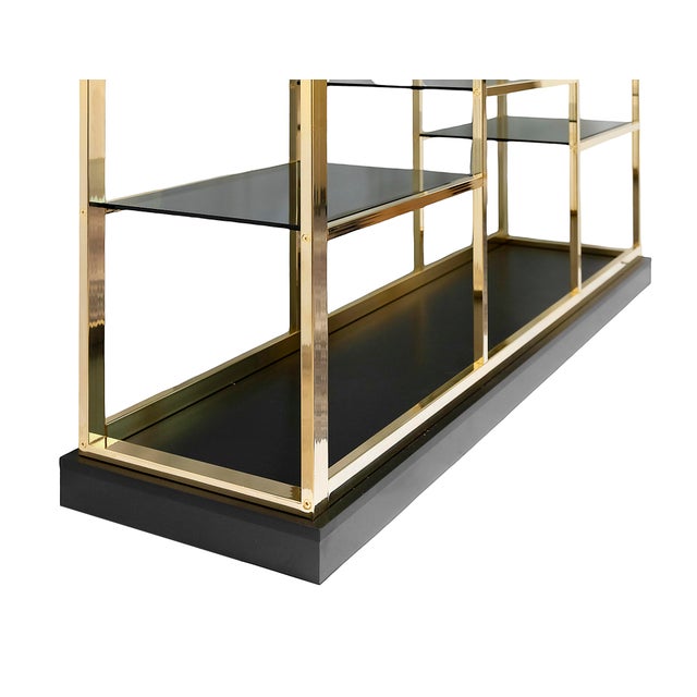 Metal Vintage Brass and Black Lacquered Wood Sideboard by Kim Moltzer, 1970s For Sale - Image 7 of 10