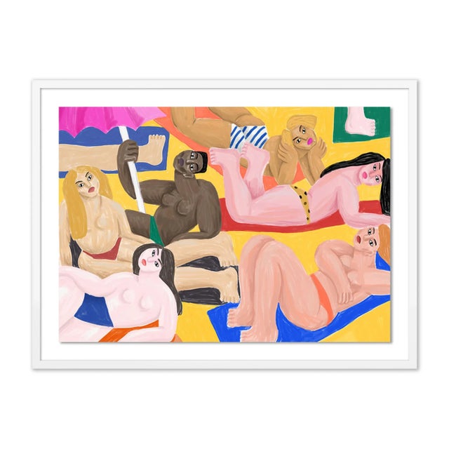 Contemporary La Plage by Cedric Pierre-Bez, Art Print in White Frame, Large For Sale - Image 3 of 3