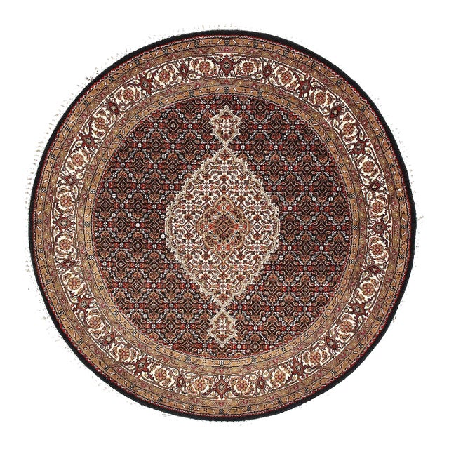 Pasargad DC Fine Hand Knotted Silk & Wool Round Rug For Sale