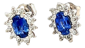 Natural Sapphire Diamond Stud Earrings 14k Gold 0.84 TCW Certified