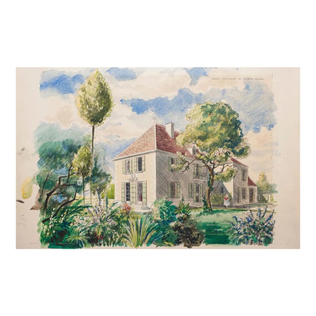 Homes - Original Watercolor on Paper by Emile Deschler - 1970s 1970s For Sale