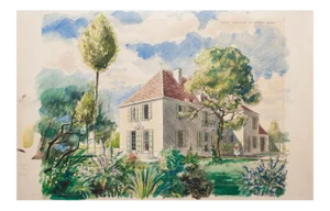 Homes - Original Watercolor on Paper by Emile Deschler - 1970s 1970s