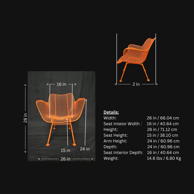 1960s Mid-Century Modern Orange Patio Table and 4 Chairs Set For Sale In Miami - Image 6 of 7