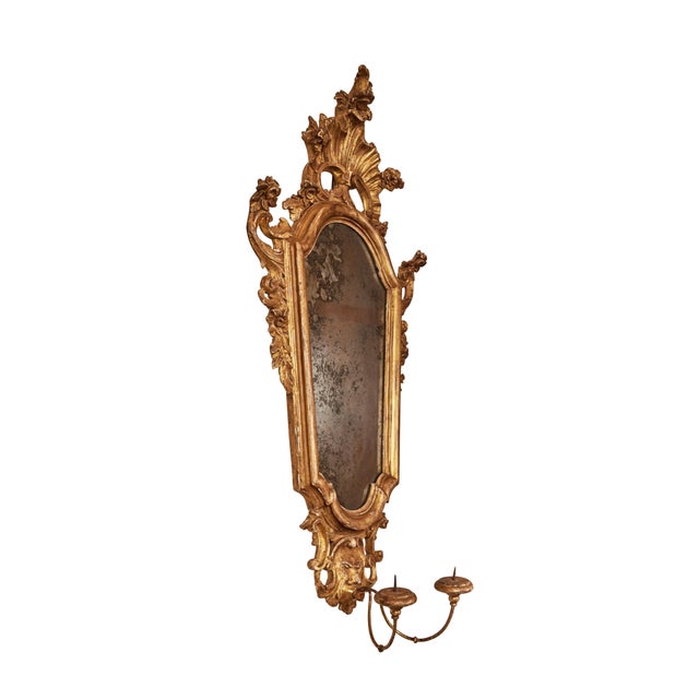 Baroque Gilded Florentine Mirrors with Candle Holders - A Pair For Sale - Image 3 of 10