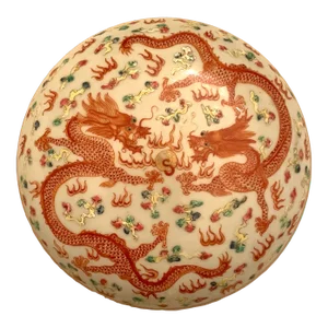 Antique Dragon Porcelain Wax Stamp Box