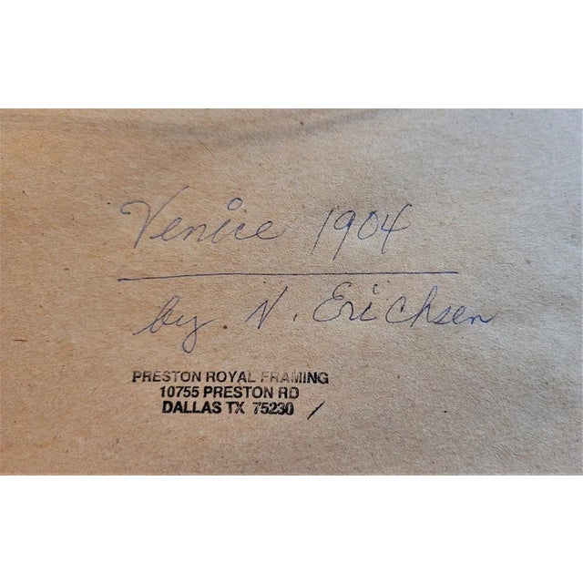 Pair of Venice Etchings by N Erichsen 1904 For Sale - Image 10 of 13