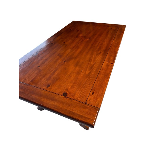 Wood 1970s Solid Wood Trestle X Brace Leg Table For Sale - Image 7 of 12