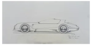 André Ferrand, Cadillac: Retour vers jamais, 21st Century, Charcoal Drawing