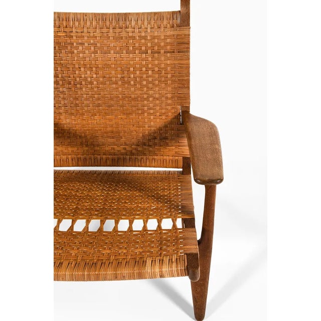1940s Set of Easy Chairs Model Ch-27 in Oak & Woven Cane attributed to Hans Wegner, 1949 For Sale - Image 5 of 9