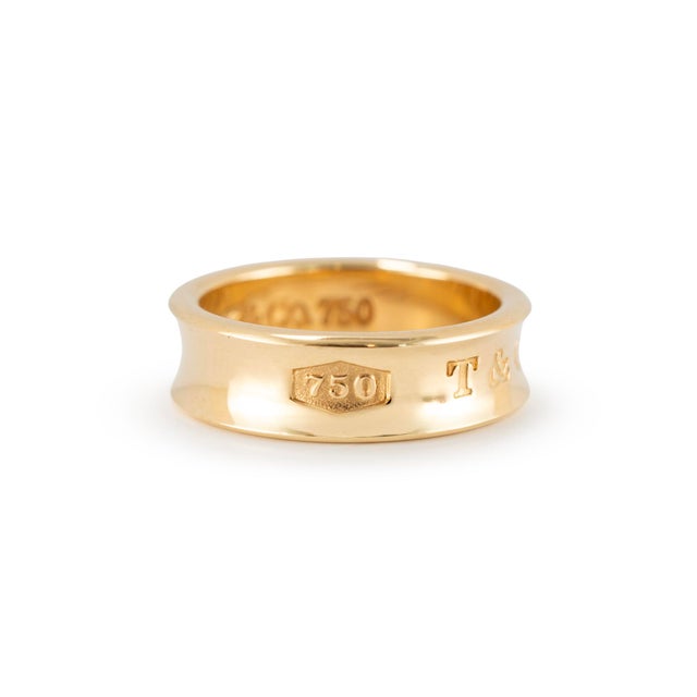 Tiffany and Co. Vintage Tiffany & Co. 1837 Medium Model 18k Yellow Gold Concave Band Ring, Size 6.5 For Sale - Image 4 of 8