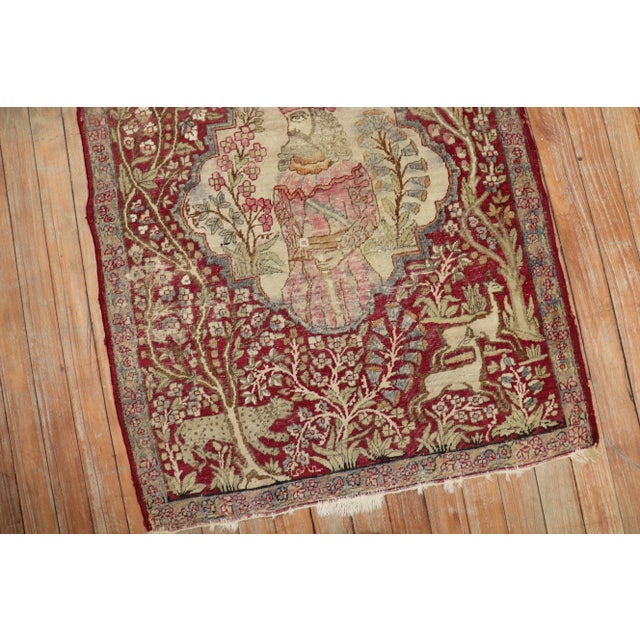 An Early 20th Century Persian Kerman Pictorial Rug - 2'4" x 3'3" For Sale - Image 4 of 7