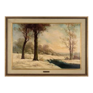 "One Winter Evening" Northwest in Winter Snow and Stream - Oil on Linen by Thomas Fenton