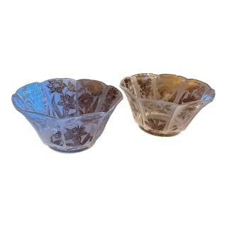 Late 19th Century Victorian Etched Floral Gasolier Shades - a Pair For Sale