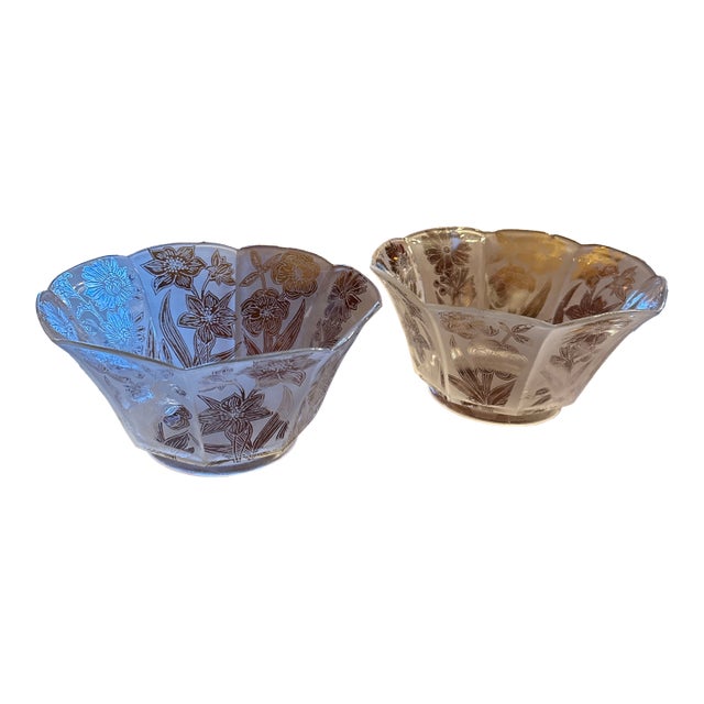 Late 19th Century Victorian Etched Floral Gasolier Shades - a Pair For Sale