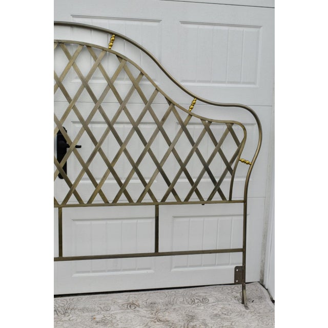 Vintage King Size Hollywood Regency Style Metal Headboard W/Lattice Details For Sale - Image 9 of 12