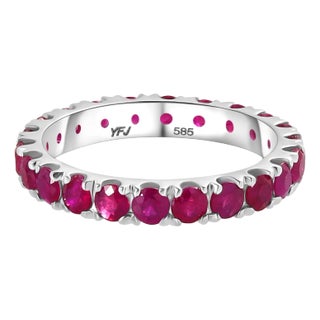 2.03 Carat Natural Ruby Eternity Band 14k Gold Ring Size 6 For Sale