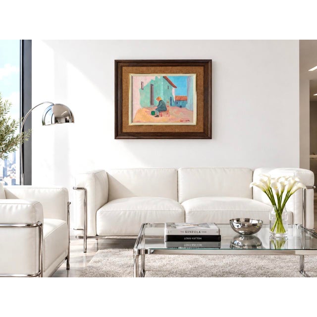 Espinosa, Mediterranean Village Scene, 1980s, Oil on Canvas For Sale - Image 9 of 10