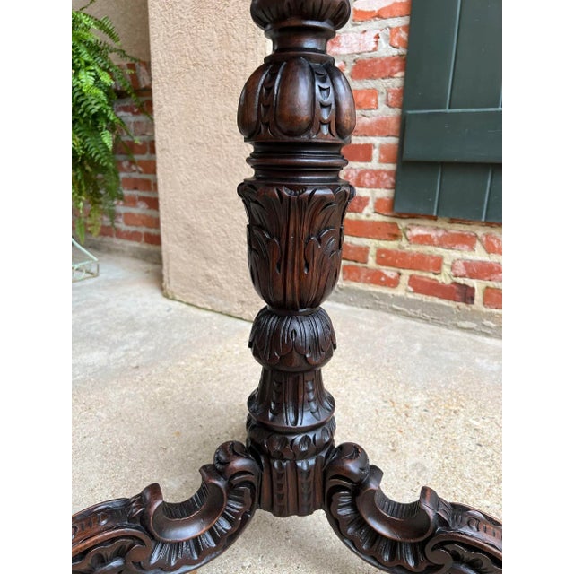 Wood Antique English Carved Display Pedestal Stand Jardiniere Plant Bronze Table For Sale - Image 7 of 13