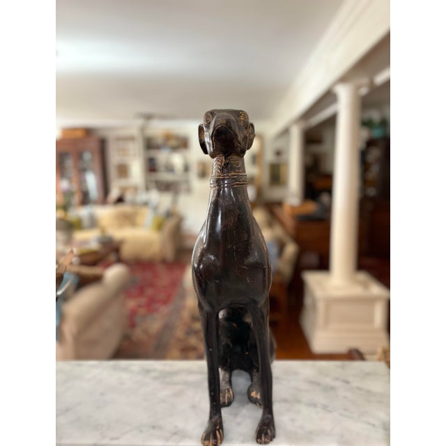 Large Metal Greyhound / Whippet Statue - Egyptian Style Dog Sculpture / Heavy Doorstop For Sale - Image 4 of 9