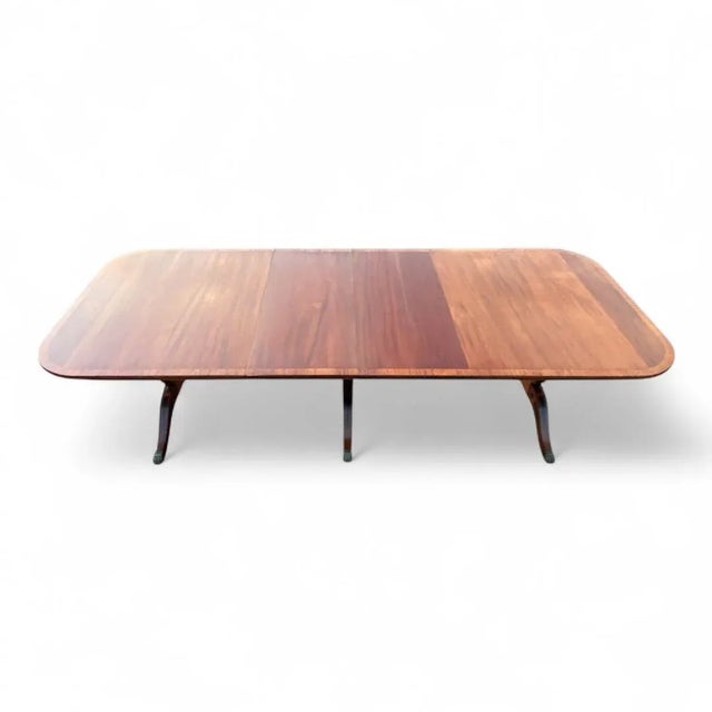 Early 20th Century Satin Banded Mahogany Lyre Based Extendable Dining Table by Joseph Gerte For Sale - Image 11 of 18