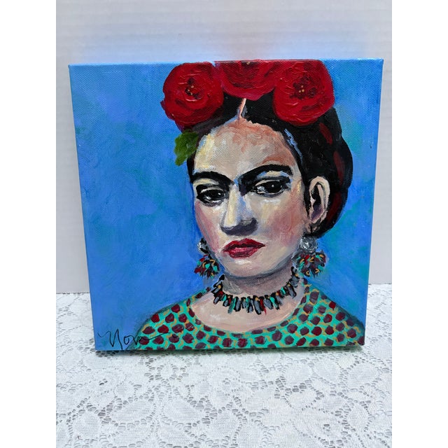 Vintage Signed Portrait Painting of Freida Kalo For Sale In Sacramento - Image 6 of 6