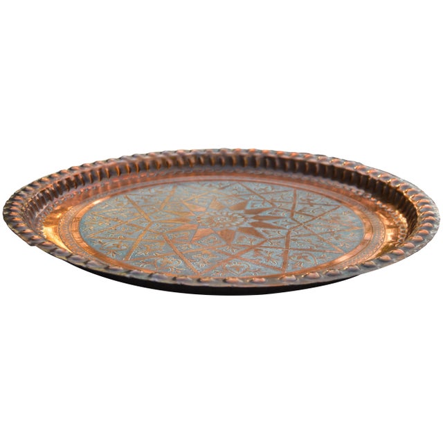 Early 20th Century Antique Moroccan Tray W/ Motif For Sale - Image 5 of 8