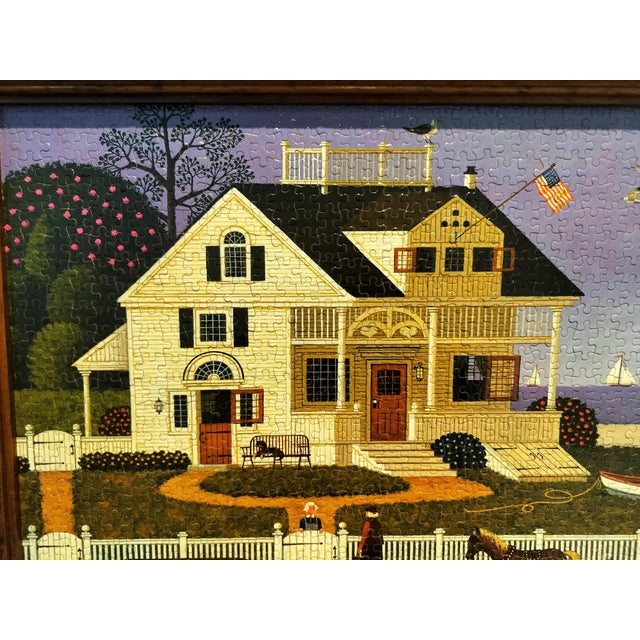 American Vintage Framed Charles Wysocki Americana Puzzle Cape Cod Style House For Sale - Image 3 of 8