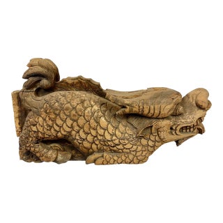 18th Century Large Chinese Wood Carving of a Qilin Mythical Creature For Sale