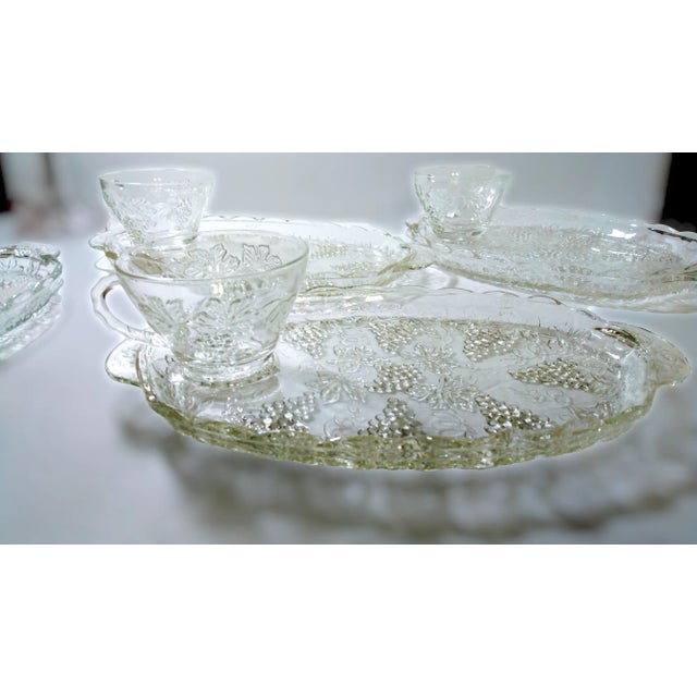 Transparent Vintage Anchor Hocking Grape Cluster Snack Plates and Cups Set- 8 Pieces For Sale - Image 8 of 9