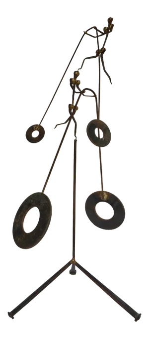 Mid-Century Modern Brutalist Kinetic Balancing Man Sculpture by Strauss, 1970’s