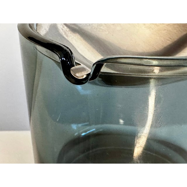 Blue Tourmaline Tilting Ashtray in Glass and Stainless Steel by Wilhelm Wagenfeld for WMF, Germany, 1950s For Sale - Image 8 of 13
