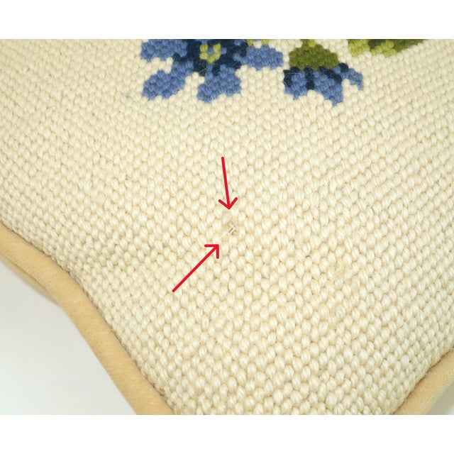 Blue Vintage Blueberry Basket Needlepoint Pillow For Sale - Image 8 of 12