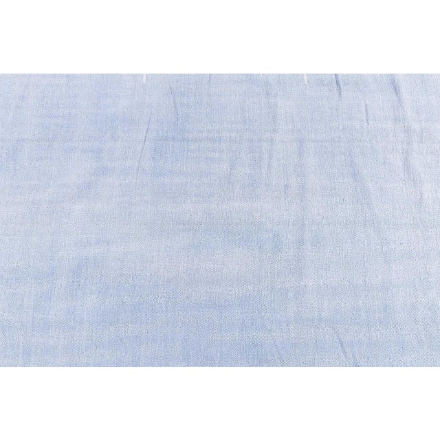 English Doris Leslie Blau Mid-Century Indian Dhurrie Rug In Blue Flatweave Cotton - Pale For Sale - Image 3 of 7