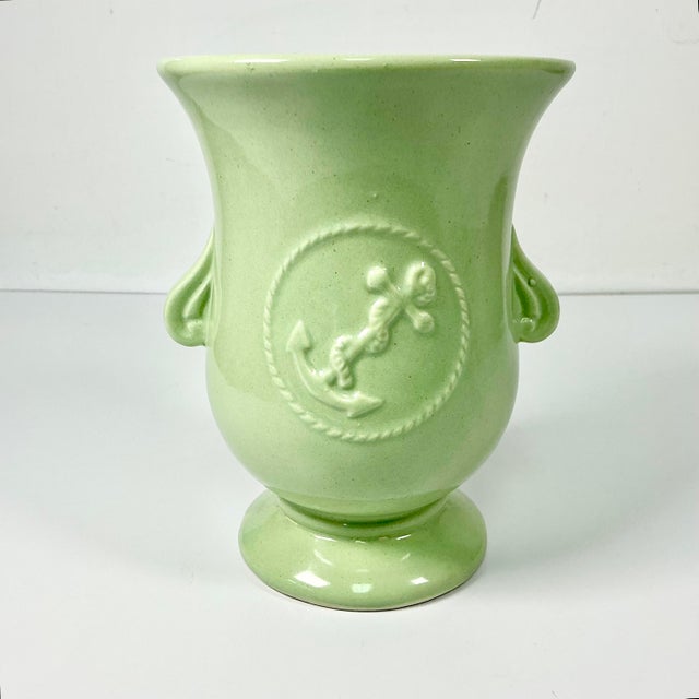 Early 20th C Antique Coastal Nautical Art Deco Anchor Roseville Craft Pottery Vase. For Sale - Image 10 of 15