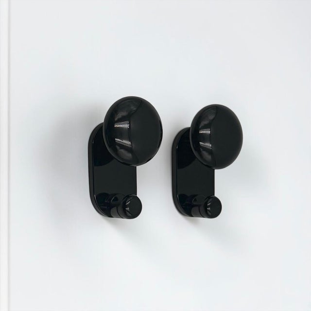 Black Wall Hooks by C. Bartoli for Con & Con, Italy, 1970s, Set of 2 For Sale - Image 9 of 10