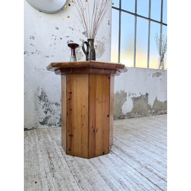 Hexagonal Pine Console Table from Regain, 1970s For Sale - Image 15 of 18
