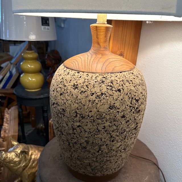 Large Cork Lamp Vintage Milo Baughman Design , Warmth and Wood. For Sale - Image 9 of 11